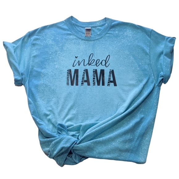 Gildan Tops - Inked Mama Bleached Blue T Shirt Gildan Unisex L Large Tattoo Women Zebra Top